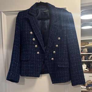 Generation Love Navy Blue Tweed Blazer